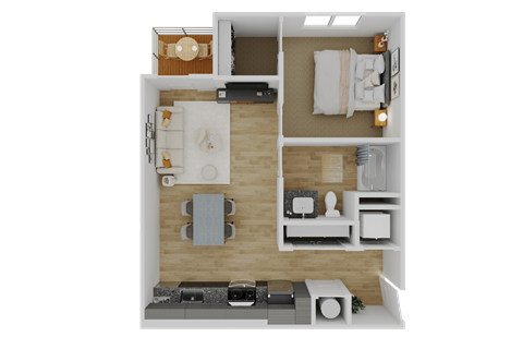 Floor plan for 1 bed, 1 bath, 710 sqft